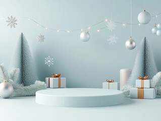 Background of Christmas theme e-commerce product display platform