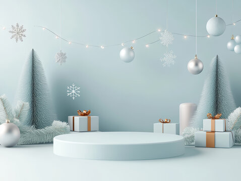 Background of Christmas theme e-commerce product display platform