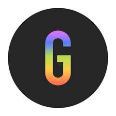 Simple Capital Letter G logo with a vertical rainbow gradient on a black circle. Clean, bold, and ideal for app icons, branding, or minimalist graphic elements.
