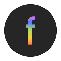 Simple Lowercase Letter f logo with a vertical rainbow gradient on a black circle. Clean, bold, and ideal for app icons, branding, or minimalist graphic elements.
