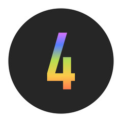 Simple Number 4 logo with a vertical rainbow gradient on a black circle. Clean, bold, and ideal for app icons, branding, or minimalist graphic elements.