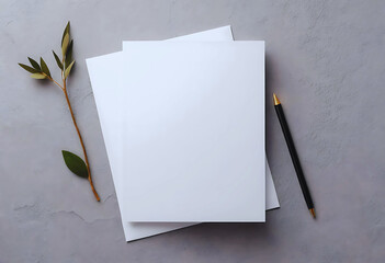 Textured A6 invitation card or blank flyer mockup, portrait orientation