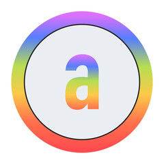 Creative Lowercase Letter a symbol with rainbow gradient and dual circular design. Light gray background gives it a bright, modern, and professional appearance.