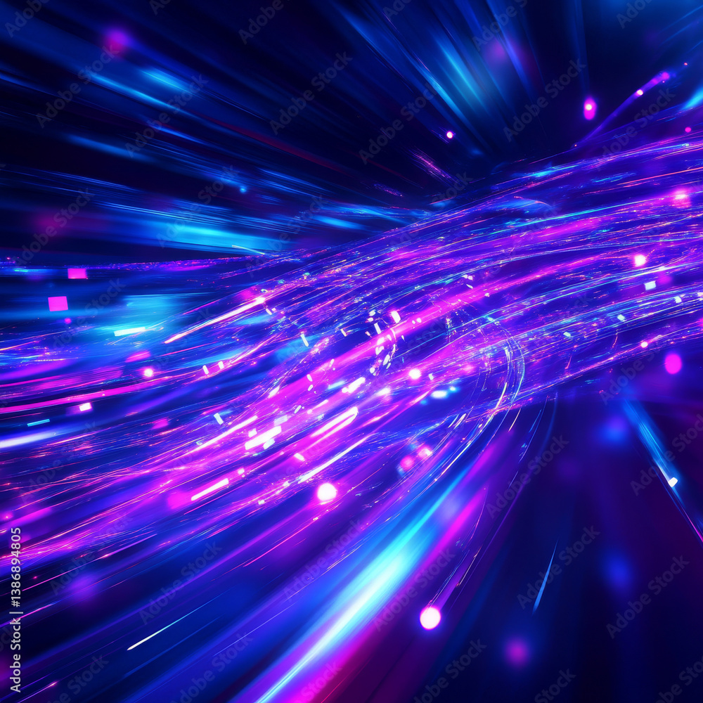 Aufkleber neon arrow boost abstract background. glowing shiny lines and shapes in dynamic composition, speed m