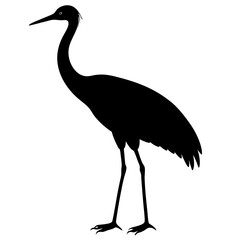 Crane silhouette isolated on white background