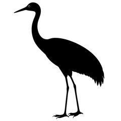 Crane silhouette isolated on white background