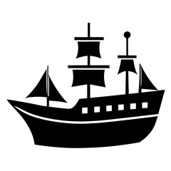 Ship silhouette vector isolated on white background