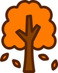 Autumn Tree Filled Line Icon