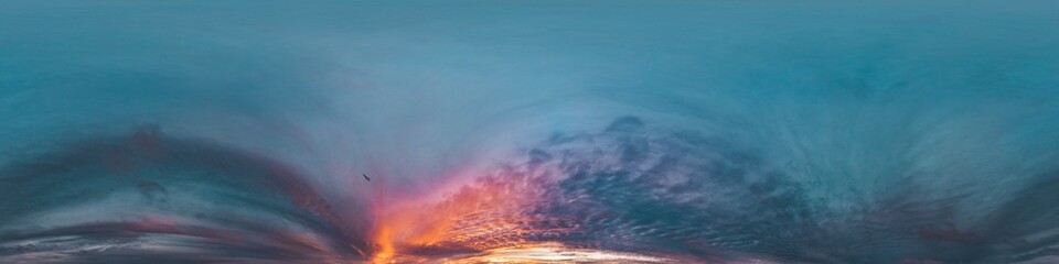 Dark moody rain clouds in dramatic overcast sky. Seamless 360 HDR spherical panorama. Full zenith or sky dome in 3D environment, sky replacement for aerial drone panoramas. Climate and weather change