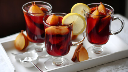 Refreshing Compote Drink with Dried Fruit and Citrus Garnish in Elegant Glassware