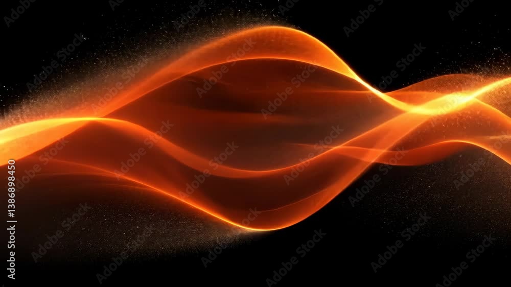 Poster flowing orange waves create a mesmerizing visual effect against a dark background