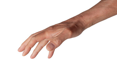 Manipulation concept with male hand gesture. Arm reaching out in control pose, bossy leader sign of...