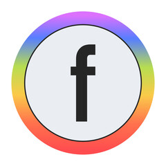 Obraz premium Colorful Lowercase Letter f in a Circle on Black: Purple, Blue, Green, Yellow, Orange, Red. Bold Typography. Design Element for Education, Branding, Creative Projects