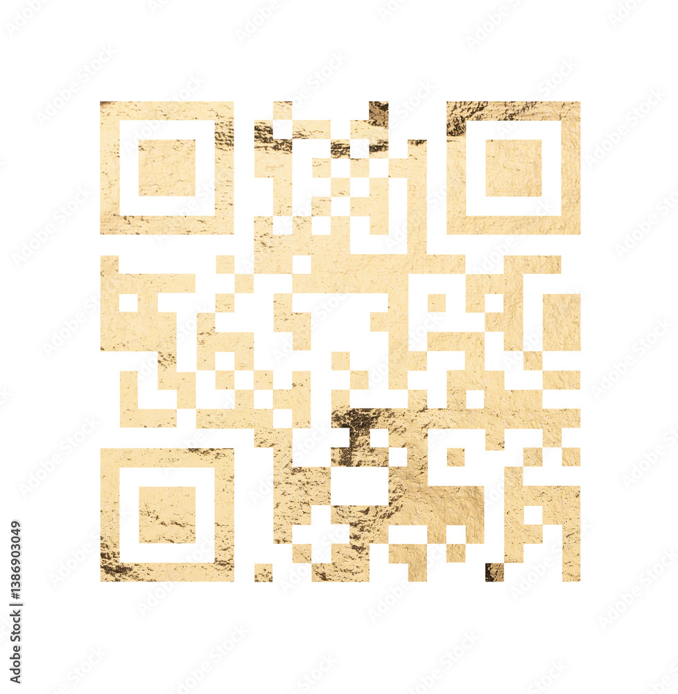 Leinwandbilder qr code with golden foil texture. elegant square pattern for digital access, payment, mobile scannin