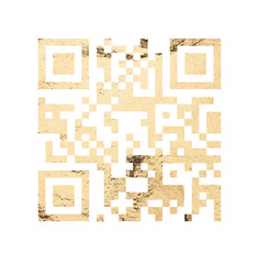 QR code with golden foil texture. Elegant square pattern for digital access, payment, mobile...