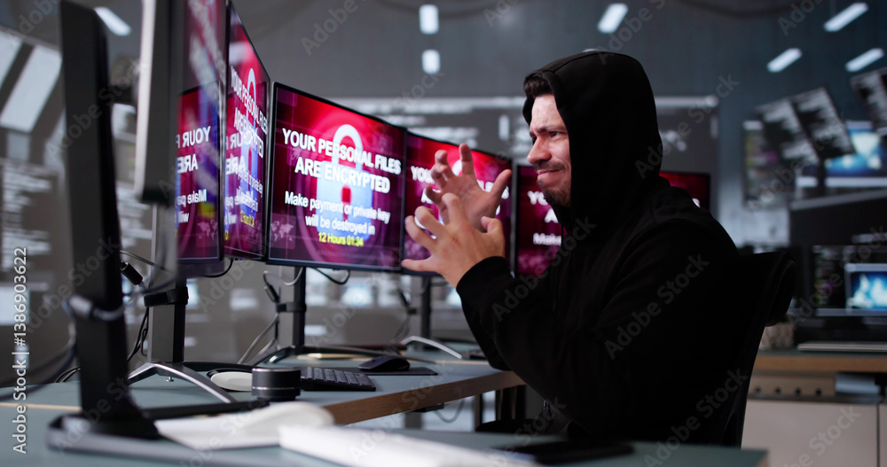 Leinwandbilder ransomware cyber attack on hacker computer