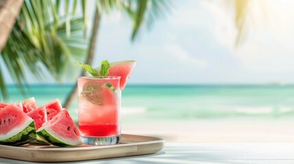 Obraz premium Watermelon Drink on the Beach