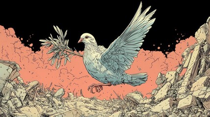 Dove of Peace Amidst the Ruins: A Symbol of Hope and Renewal After War