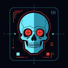 Futuristic Scanner Interface Overlay on Human Skull  Sci Fi Tech Skull Vector  Illustration