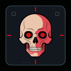 Futuristic Scanner Interface Overlay on Human Skull  Sci Fi Tech Skull Vector  Illustration