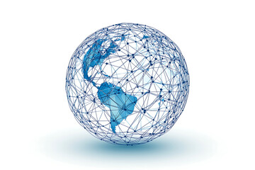 globe illustration with interconnected lines and nodes, generative ai