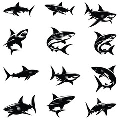 set of fish silhouettes