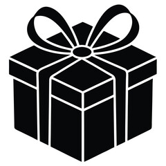 Minimalist gift box icon with a perfect bow for celebrations and special occasions