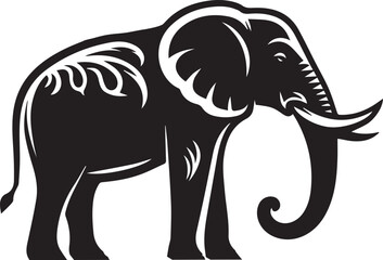 Elephants Vector in Black & White