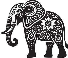 Elephants Vector in Black & White