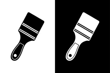 Paint Brush Silhouette Vector Icon in Black and White.