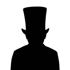 Elegant silhouette of a doorman in a tall hat, timeless style