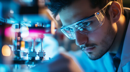 A scientist conducting experiments with quantum computers in a lab, high-tech research lab with quantum processors and advanced computing equipment, High-tech style