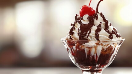 Decadent Chocolate Ice Cream Sundae with Cherry