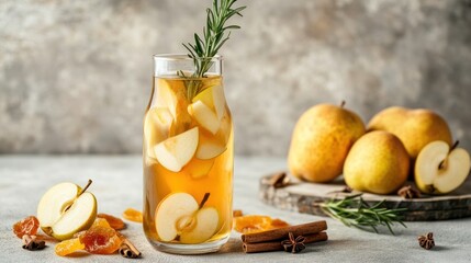 Fototapeta premium Refreshing Apple Cider with Rosemary and Spices