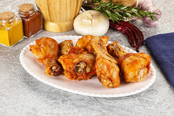 Raw marinated chicken drumstick for cooking