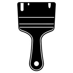 Blue paint brush icon with metal handle and wooden bristles, featuring a simple tool design for painting work