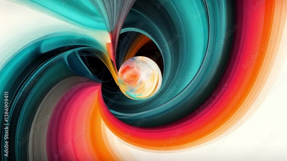 Poster abstract whirlwind of colors: a dynamic digital rendering showcasing a vibrant vortex of swirling co