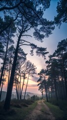 Fototapeta premium Natural Twilight Forest for mobile wallpaper