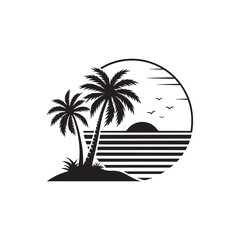 sunset vector silhouette clip art logo illustration