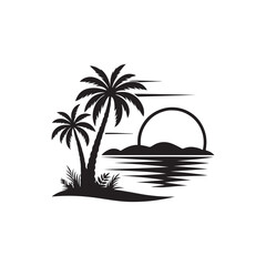 sunset vector silhouette clip art logo illustration