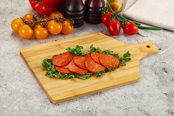 Spanish salami cured chorizo sausage