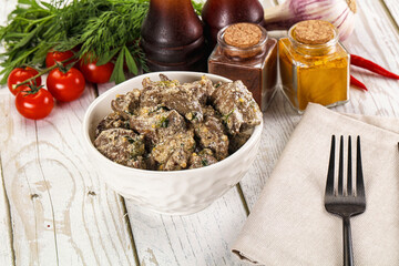 Roasted chicken liver with cream