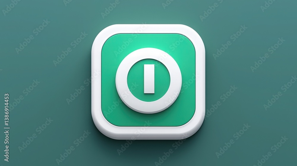 Poster green and white app icon featuring a stylish power switch design for smart technology and applicatio