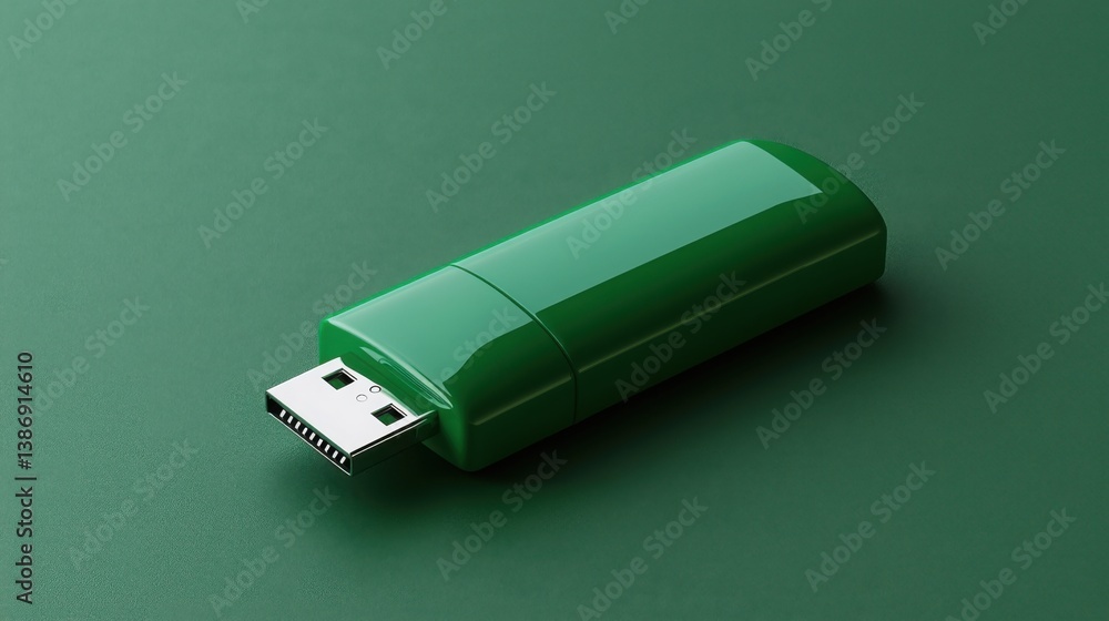Aufkleber green usb device showcasing a compact and functional design for efficient data transfer and storage 