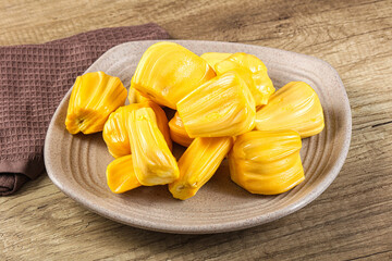 Raw ripe yellow jackfruit segment