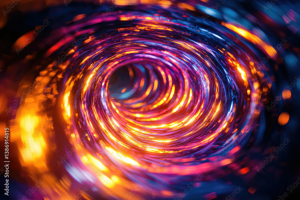 Aufkleber Vibrant swirling vortex of light and color, creating an abstract tunnel effect.