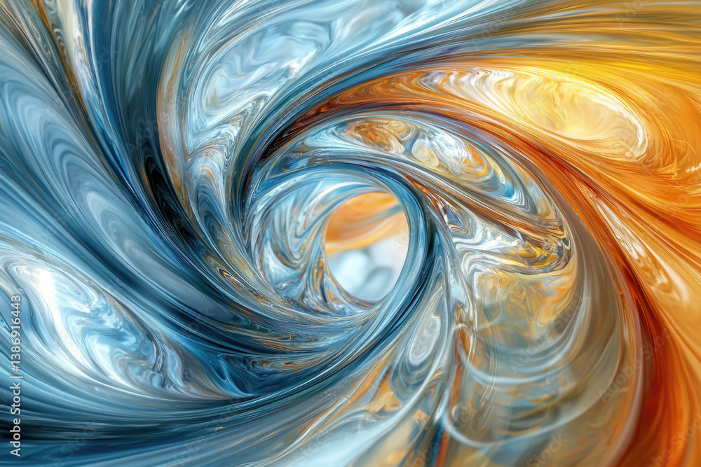 Aufkleber abstract swirling vortex of blue and orange hues creating a mesmerizing, dynamic visual experience.