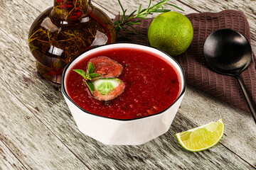 Sweet watermelon gazpacho with cucmber