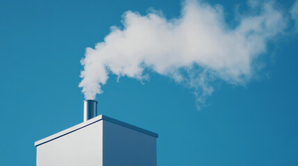Industrial smoke emission from factory chimney urban area photo clear sky close-up environmental impact