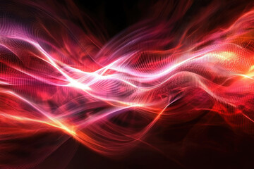 Obraz premium Abstract red and pink light waves flowing dynamically, creating a vibrant energy.